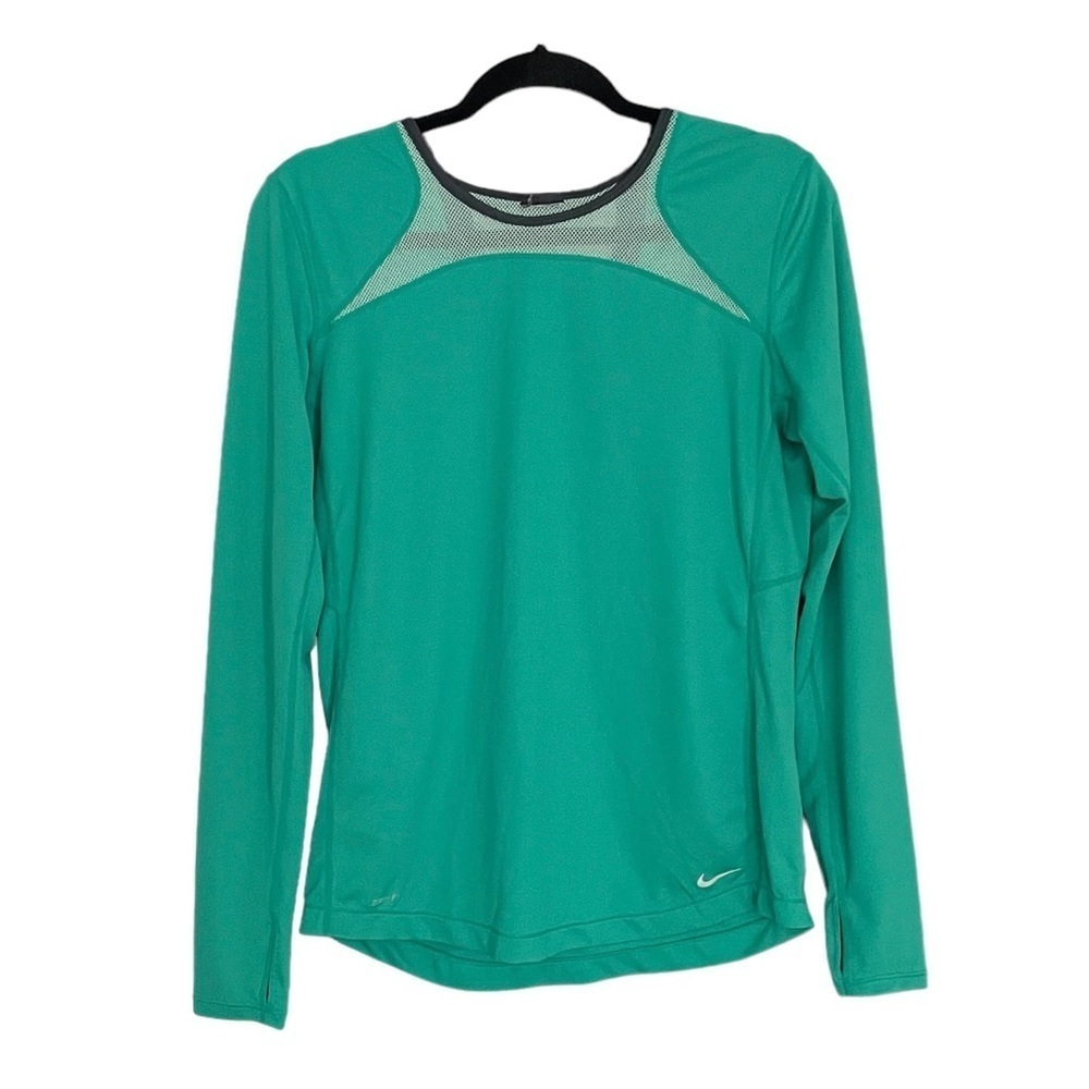NIKE Women Large Athletic Long Sleeve Top Green